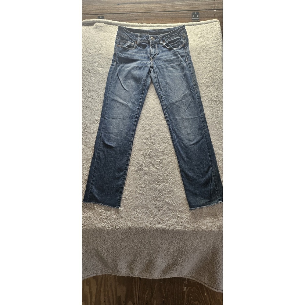American Eagle Straight Jeans sz6 long Blue Stretch 5-Pocket Women's 30x28